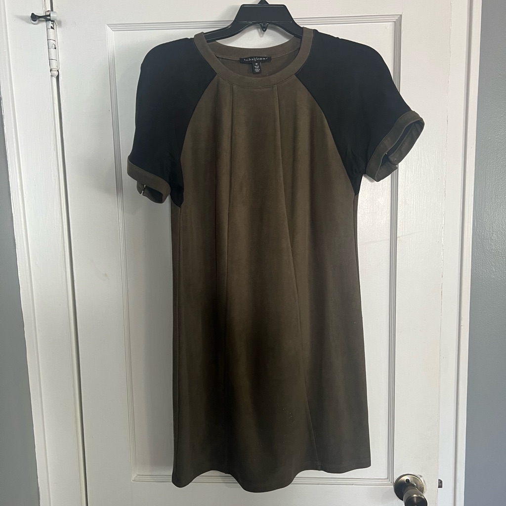 Tribal Olive And Black Midi Dress